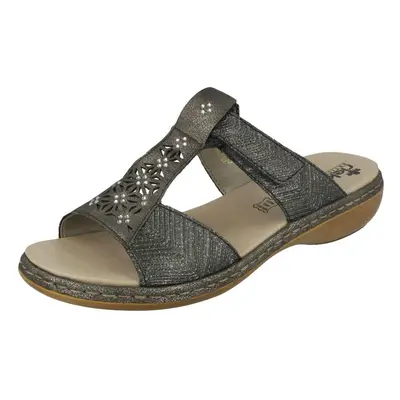 (UK 4, Silver/Platinum (Silver)) Ladies Rieker Diamante Cut Out Sandal