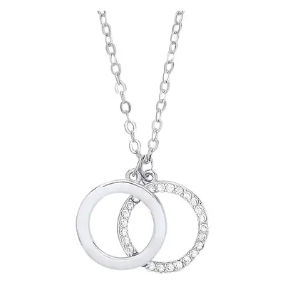 Jewelco London Ladies Rhodium Plated Sterling Silver CZ Double Circle of Life Pendant Necklace +