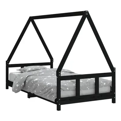 (black, x cm) vidaXL Kids Bed Frame Bedstead Wooden Bed Base Black 80x200 cm Solid Wood Pine