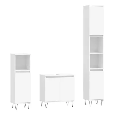 vidaXL Bathroom Cabinet Set Storage Cabinet Piece White Engineered Wood