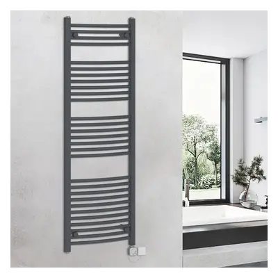 (1500x500mm, Grey) WarmeHaus Curved Thermostatic Electric Heated Towel Rail Warmer Radiator