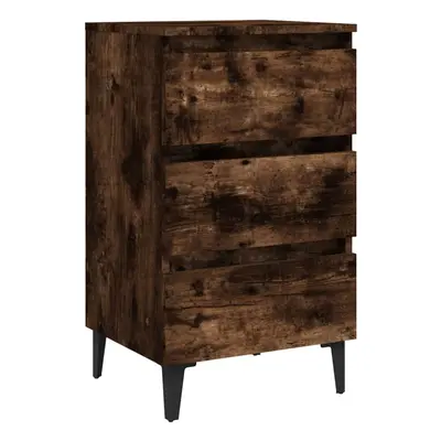 (smoked oak, 1) vidaXL 1/2x Bed Cabinets & Metal Legs Nightstand Side Table Set Multi Colours