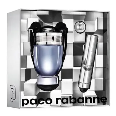 Paco Invictus Pcs Set For Men: 3.4 Eau De Toilette Spray + 0.33 Oz Eau De Toilette + Keychain