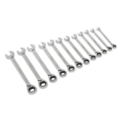 12pc Reversible Ratchet Combination Spanner Set Point Metric Ring Nut Socket