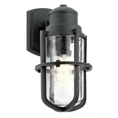 Outdoor IP44 Bulb Wall Light Lantern Textured Black LED E27 60W d01820