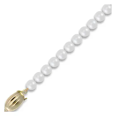 (7.5) Jewelco London Ladies 9ct Yellow Gold Clasp Seawater Cultured Akoya Pearl Elegant Necklace