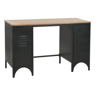 vidaXL Solid Firwood and Steel Double Pedestal Desk 120x50x76cm Writing Table