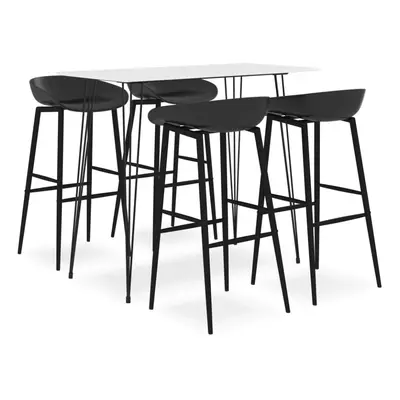 vidaXL Bar Set Piece White and Black Kitchen Dining Room Chair Stool Table