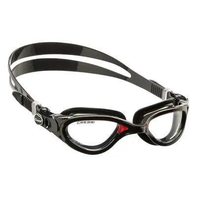 Cressi Adult Flash Swimming Goggles - Black/Red - Clear Lens