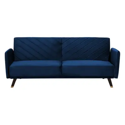 Velvet Fabric Sofa Bed Blue SENJA