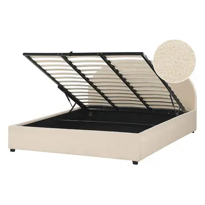 Ottoman Bed Boucle VAUCLUSE x cm (EU Super King) Beige