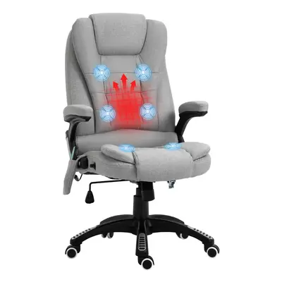 Vinsetto Office Chair w/ Heating Massage Points Relaxing Reclining Grey