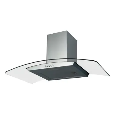 SIA CGH90SS 90cm Curved Glass Stainless Steel Chimney Cooker Hood Extractor Fan