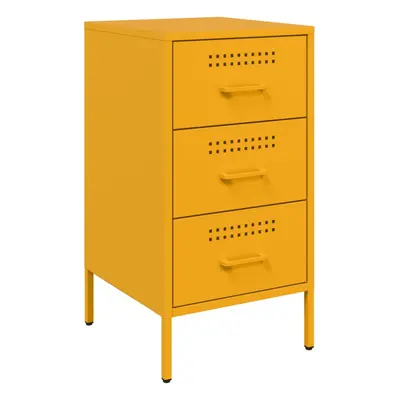 vidaXL Bedside Cabinet Bed Cabinet Nightstand Mustard Yellow Cold-rolled Steel