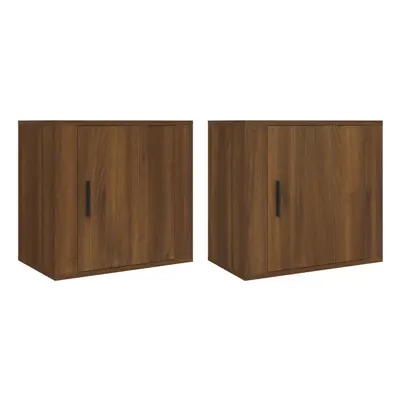 (Brown oak, x Bedside cabinet) vidaXL 1/2x Wall-mounted Bedside Cabinet Floating Nightstand Mult