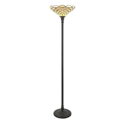 1.7m Tiffany Floor Lamp Dark Bronze & Stained Glass Shade Free Standing i00026