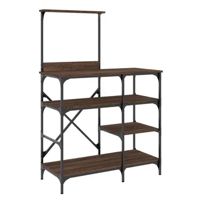 vidaXL Baker's Rack Storage Kitchen Rack Brown Oak Engineered Wood and Metal