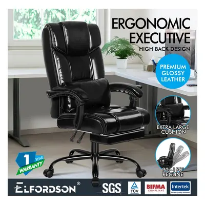 (Boss - Glossy Black) ELFORDSON Office Chair Executive Computer Gaming Recline