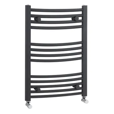 Heated Vertical Towel Rail with Curved Rails - BTU - 700mm x 500mm - Anthracite