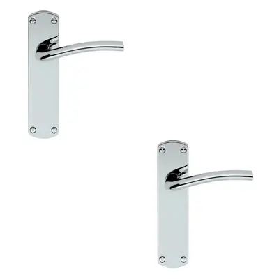 2x Rounded Curved Bar Handle on Latch Backplate x 42mm Polished Chrome