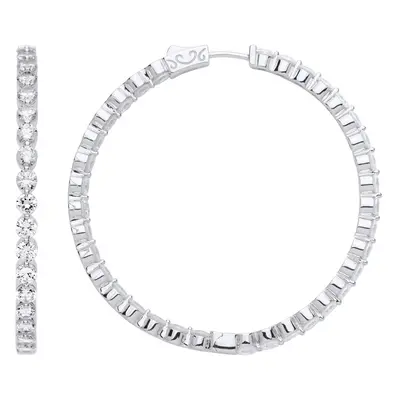 Jewelco London Ladies Sterling Silver Cubic Zirconia Eternity Hoop Earrings 52mm - GVE887