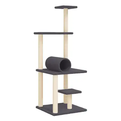 (dark grey) vidaXL Cat Tree with Sisal Scratching Posts Cat Scratch Tower Climbing Tree