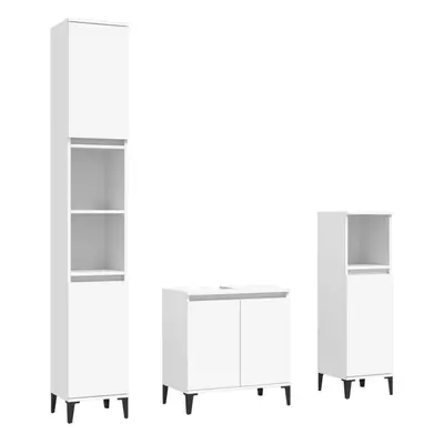 (white) vidaXL Bathroom Furniture Set Washroom Vanity Unit Piece Engineered Wood