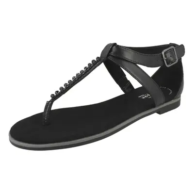 (UK 4.5, Black) Ladies Clarks Toe Post Sandals Bay Poppy - D Fit