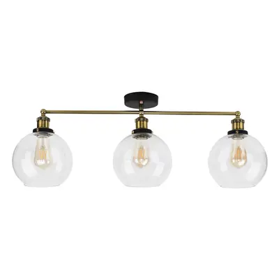 Retro Way Black Gold Ceiling Light Fitting Glass Globe Shades 4w LED