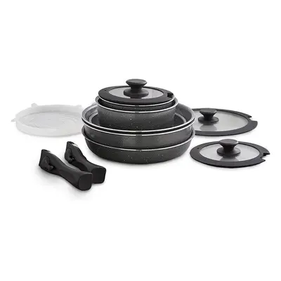 Tower T900140 Freedom Detachable Handles Cookware Set with Cerastone Coating, Stackable Design, 