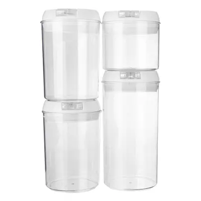 4PCS Food Storage Containers Plastic Airtight Lids Cereal Machine Set Transparent