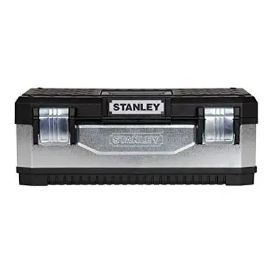 STANLEY Galvanised Toolbox with Heavy Duty Metal Latch, Portable Tote Tray for Tools and Small P