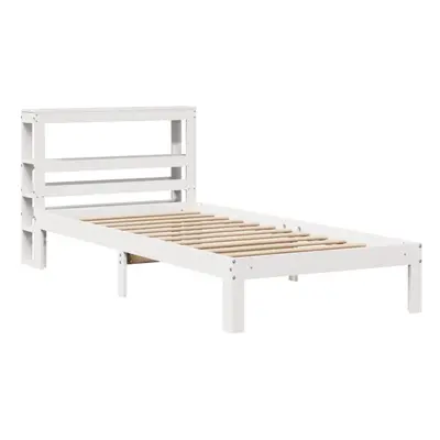 vidaXL Bed Frame with Headboard White 75x190 cm Small Single Solid Wood Pine