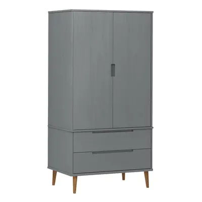 (grey) vidaXL Solid Wood Pine Wardrobe MOLDE Closet Armoire Highboard Multi Colours