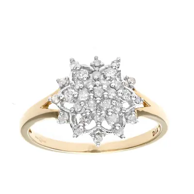 (O) Jewelco London 9ct Yellow Gold Ladies Diamond Ring