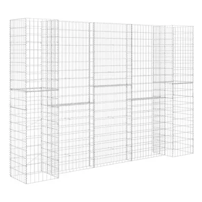 vidaXL H-Shaped Gabion Planter Steel Wire 260x40x200cm Gabion Basket Wall Pot