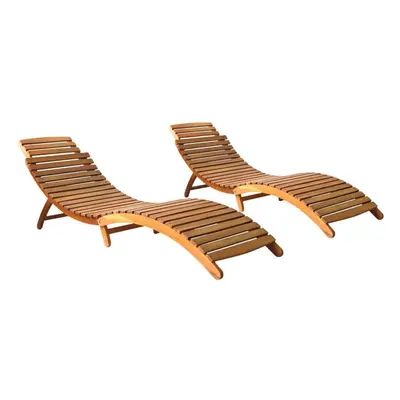 vidaXL 2x Solid Acacia Wood Sun Loungers Outdoor Seating Day Sun Beds Garden