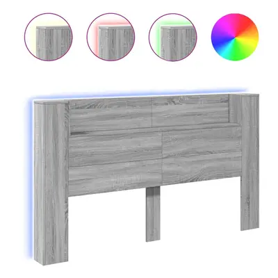 (grey sonoma, x 16.5 x 103.5 cm) vidaXL Headboard Cabinet with LED Bed Header Bed Headboard Stor