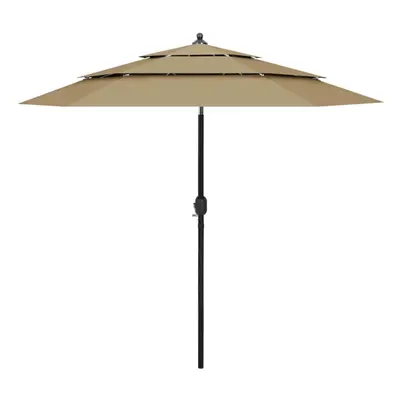 vidaXL 3-Tier Parasol with Aluminium Pole Taupe Outdoor Patio Sunshade Cover