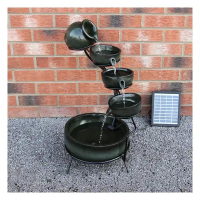 Water Feature Fountain Solar Powered Outdoor Garden Cascade Tiered Patio