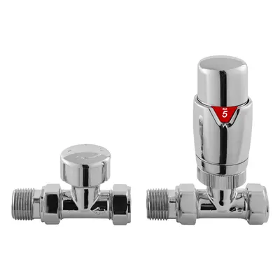 Luxury Straight Thermostatic Radiator Valves, Sold in Pairs - Chrome