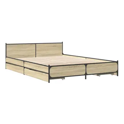 (sonoma oak, x cm) vidaXL Bed Frame with Drawers Bed Base Mattress Foundation Engineered Wood