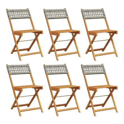 (grey, pcs) vidaXL Bistro Chairs Outdoor Dining Chair Solid Wood Acacia and Poly Rattan