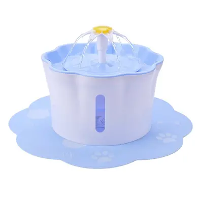 (Blue, .A) Automatic Pet Drinking Fountain 2.6L DC5V USB Charging Lily Shape-with/without Mat