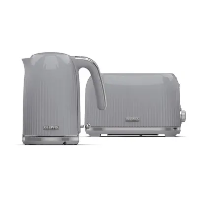 (Grey) Geepas 1750W Toaster&1.7L Cordless Electric Kettle