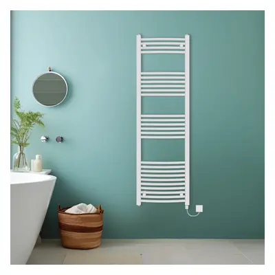 (White, 1600x500mm) Bathroom Curved Prefilled Electric Heated Towel Rail Ladder Warmer Radiator