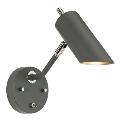 Wall Light Sconce Dark Grey Highly Polished Nickel Finish LED E27 8W Bulb