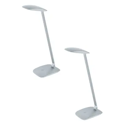 2 PACK Table Desk Lamp Colour Silver Touch On/Off Dimming LED 4.5W Included