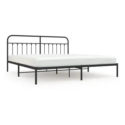 (black, x cm/with headboard) vidaXL Metal Bed Frame Bedroom Bed Base Bedstead Metal Matress Foun