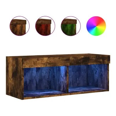 vidaXL TV Cabinet with LED Lights TV Stand Media Cabinet TV Unit Smoked Oak